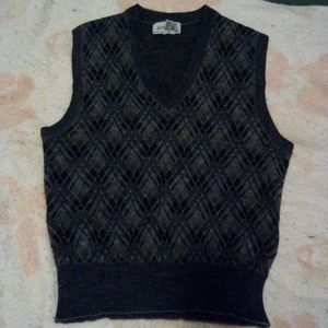 Vintage Hunters Ridge Men's Gray and Black Argyle Sweater Vest Size Large